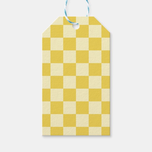 Étiquettes-cadeau Damier jaune beurre (Devant)