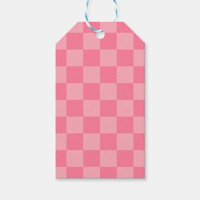 Étiquettes-cadeau Damier Rose Élégant (Devant)
