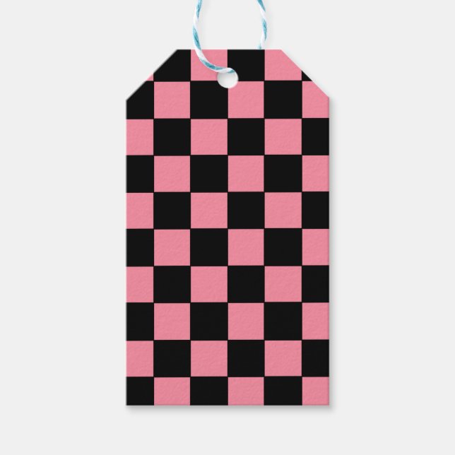 Étiquettes-cadeau Damier Rose et Noir  (Devant)