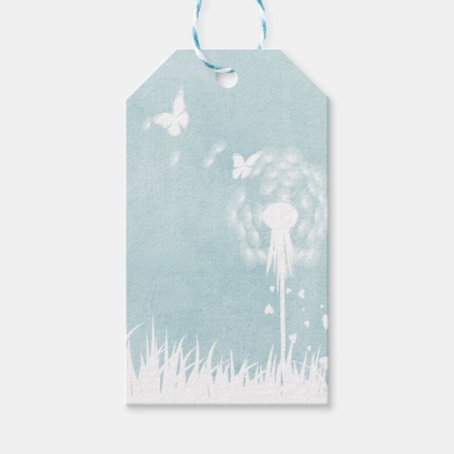 Étiquettes-cadeau Dandelions, papillons et Ciel bleu (Devant)