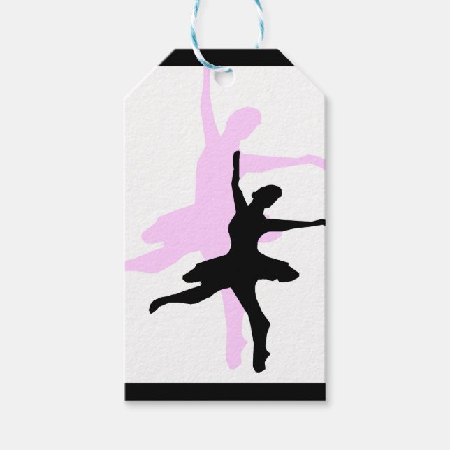 Étiquettes-cadeau Danse de ballerine rose et noir (Devant)