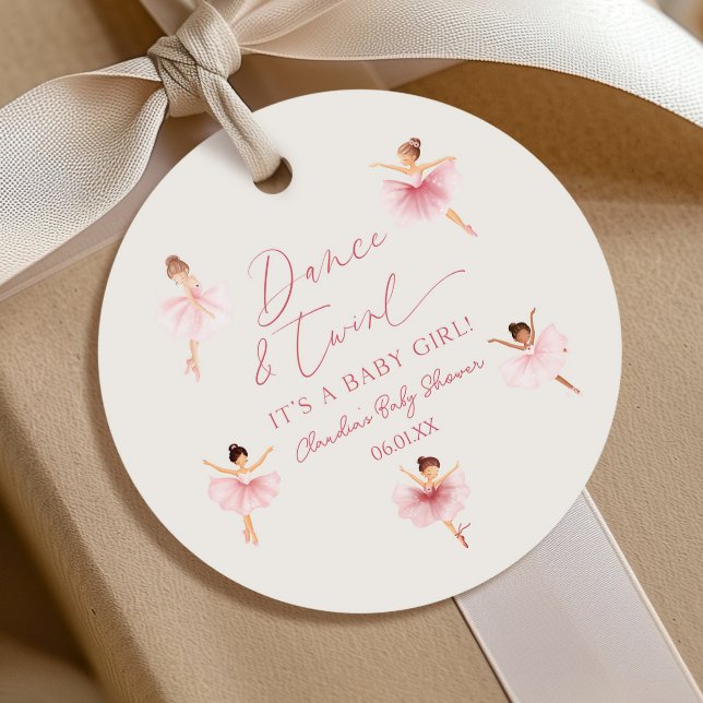 Étiquettes Cadeau Danse et Twirl Ballerina Baby shower de ballet ros (Créateur téléchargé)