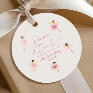 Étiquettes Cadeau Danse & Twirl Rose Ballerina Ballet Anniversaire