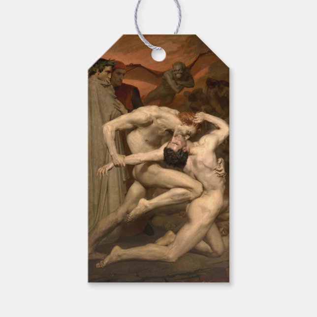 Étiquettes-cadeau Dante et Virgile en enfer (par Bouguereau) (Devant)