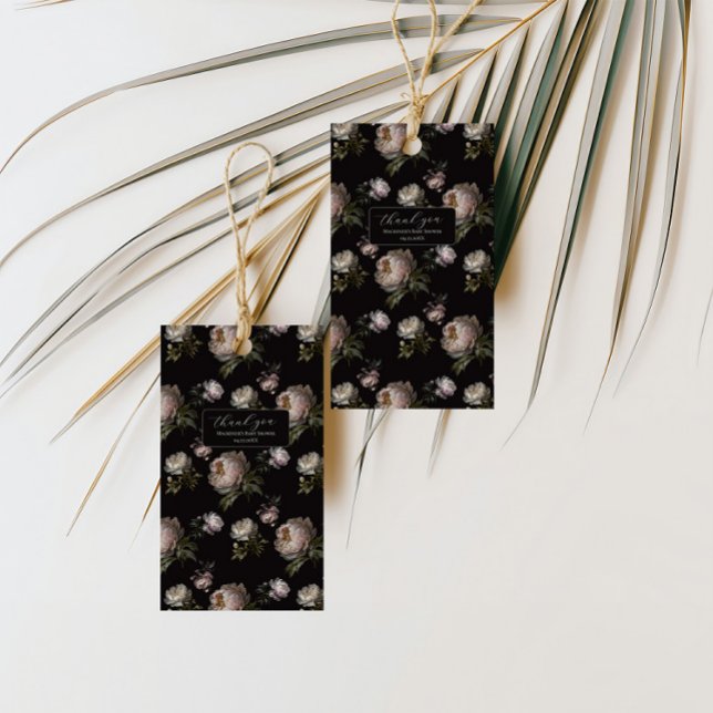 Étiquettes-cadeau Dark Peony Floral Baby Shower Thank You Sticker (Thank You favor tags - Moody Peony Baby Shower Collection
)