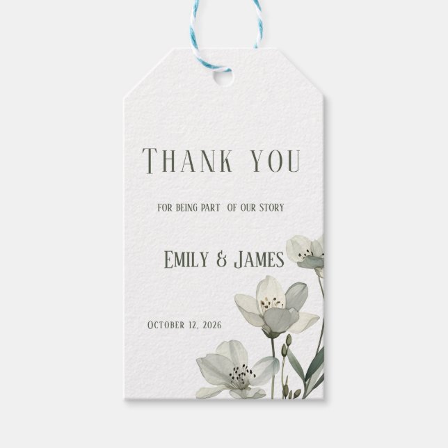 Étiquettes-cadeau Dark Sage Green Botanical Wedding (Devant)
