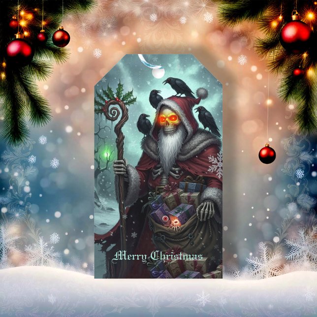 Étiquettes-cadeau Dark Santa of Shadows – Gothic Christmas Skeleton  (Créateur téléchargé)