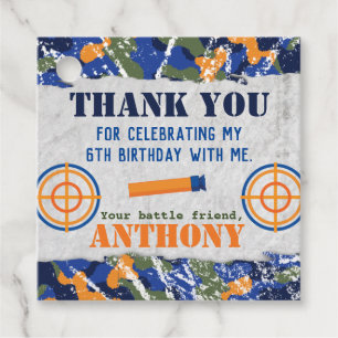 Étiquettes Cadeau Dart Militaire Anniversaire Fête Dart Camo Soldats