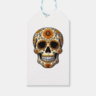 Étiquettes-cadeau Day Of Dead Sugar Skull Floral Skeleton Head Bone 
