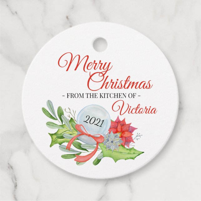 Étiquettes Cadeau De la cuisine de Joyeux Noël Classic Round (Devant)