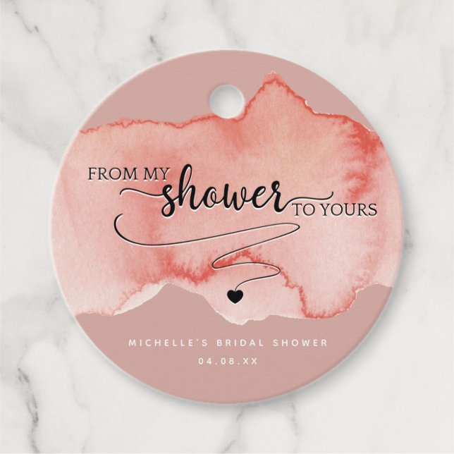 Étiquettes Cadeau De ma douche à la vôtre, Blush, Or Rose (Devant)