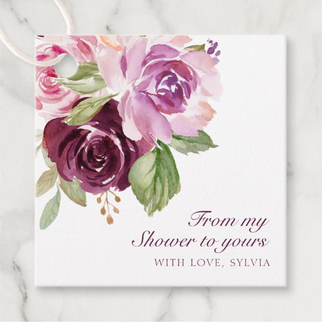 Étiquettes Cadeau De Ma Douche À La Votre Mariage Fleur De Prunier (Devant)