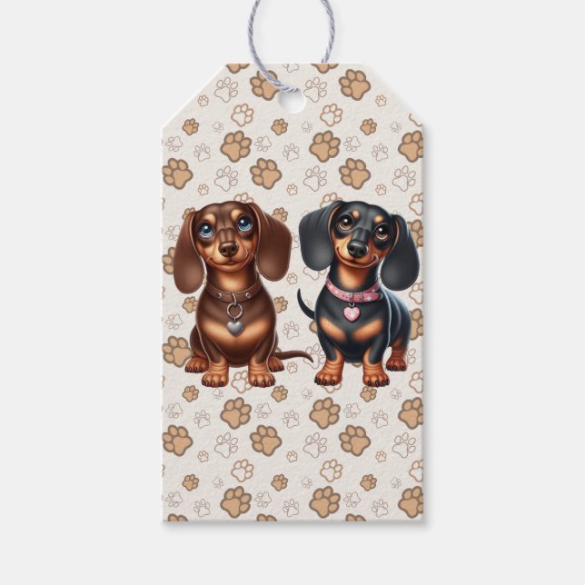 Étiquettes-cadeau De mignons amis dachshund (Devant)
