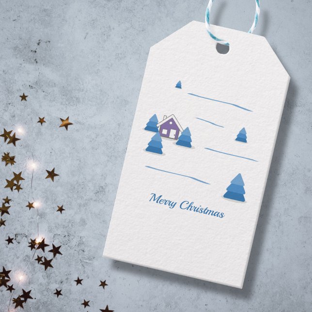 Étiquettes-cadeau de Noël - Paysage enneigé  (Christmas Snowy Landscape Gift Tag)