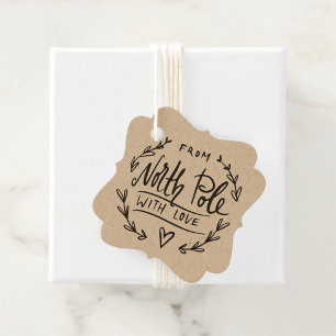 Étiquettes Cadeau De Père Noël Avec Amour Pôle Nord Cadeau