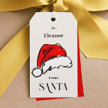 Étiquettes-cadeau De Père Noël Christmas Santa Hat Sketch<br><div class="desc">Faites un peu de magie avec ces étiquettes de cadeaux de papeterie Père Noël avec une aquarelle rouge vif,  le croquis de chapeau de Noël et le nom de votre enfant.</div>