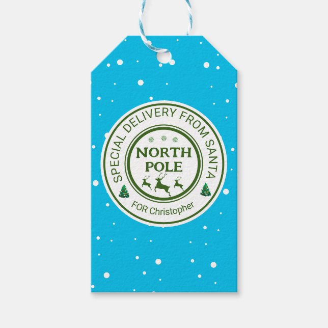 Étiquettes-cadeau de père Noël stickers pôle nord (Devant)
