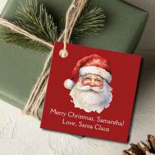 Étiquettes Cadeau De Santa Claus Custom Red Kids Christmas Party