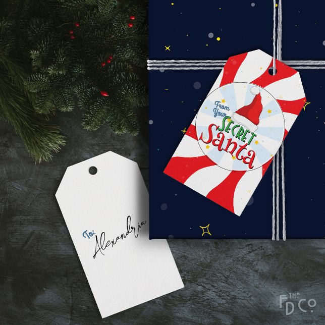 Étiquettes-cadeau De Votre Secret Père Noël Candy Swirl Fun Retro (Créateur téléchargé)