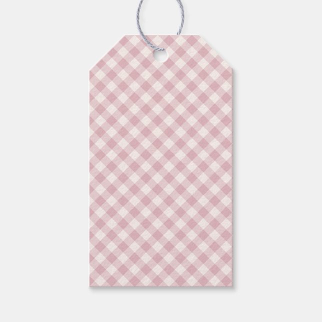 Étiquettes-cadeau Début d'automne rétro Gingham | Rose atténuée (Devant)