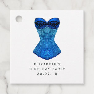Étiquettes Cadeau Débutante en velours bleu scintillant