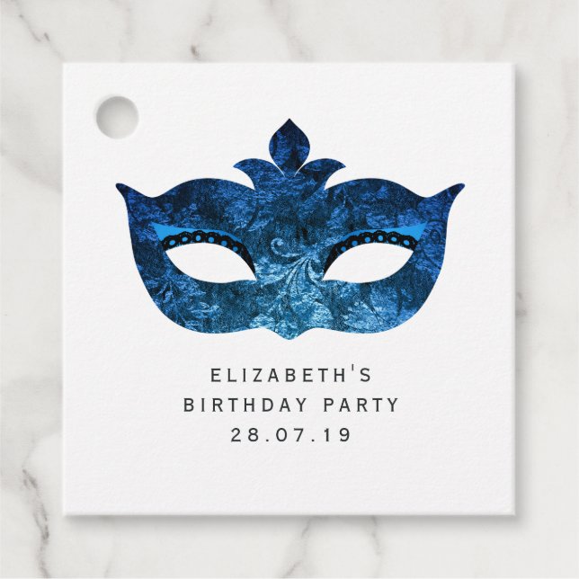 Étiquettes Cadeau Débutante en velours bleu scintillant (Devant)