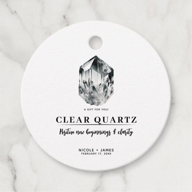 Étiquettes Cadeau Débuts de cristal de quartz clair et mariage de cl (Devant)