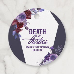 Étiquettes Cadeau Décès à mes trente Floral 40e Anniversaire