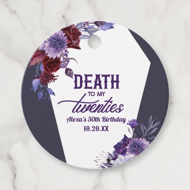 Étiquettes Cadeau Décès à mes vingt Floral 30e Anniversaire (Devant)