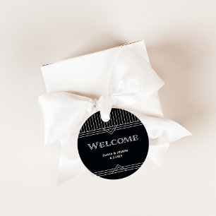 Étiquettes Cadeau Déco moderne   Accueil Mariage noir et blanc Onyx