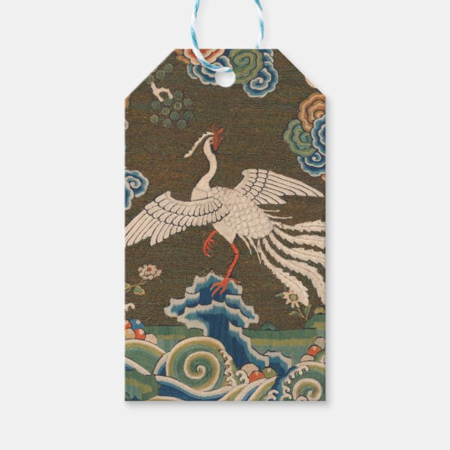 Étiquettes-cadeau Décor d'antiquité chinois d'oiseaux (Devant)