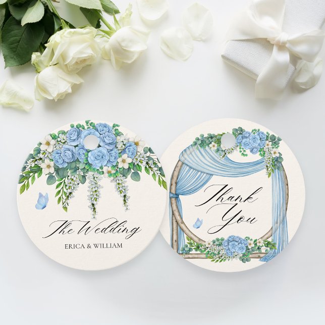 Étiquettes Cadeau Décor de fleurs bleues (Créateur téléchargé)