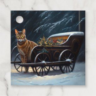 Étiquettes Cadeau Décor de Noël Abyssinian Snowy Sleigh Ride