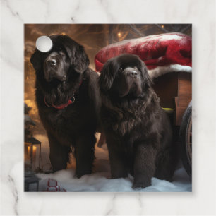 Étiquettes Cadeau Décor de Noël au traîneau enneigé de Terre-Neuve