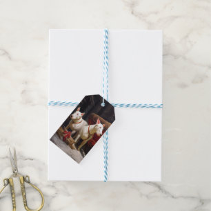 Étiquettes-cadeau Décor de Noël Bull Terrier Snowy Sleigh