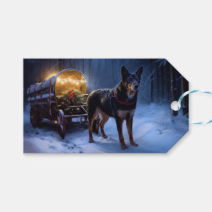Étiquettes-cadeau Décor de Noël Kelpie Snowy Sleigh