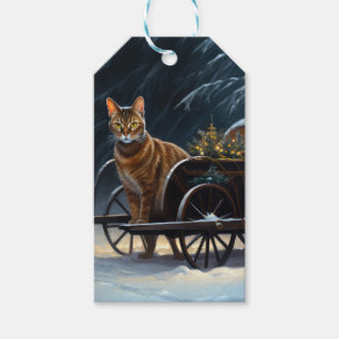 Étiquettes-cadeau Décor de Noël pour Traîneau enneigé d'Abyssinie