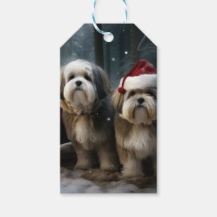 Étiquettes-cadeau Décoration de Noël au traîneau enneigé Malti Tzu