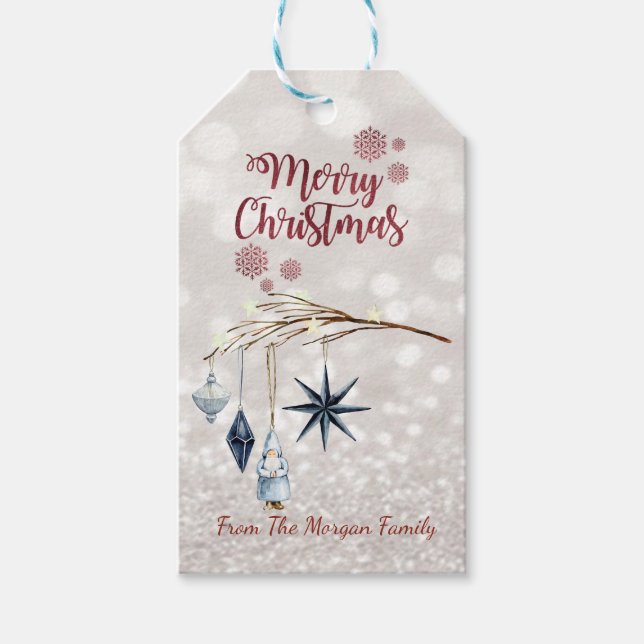 Étiquettes-cadeau Décorations de branches d'arbre Glittery Bokeh (Devant)