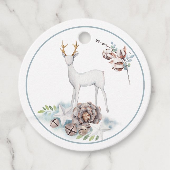 Étiquettes Cadeau Décorations de cerfs et de Noël dans les Pastels (Devant)