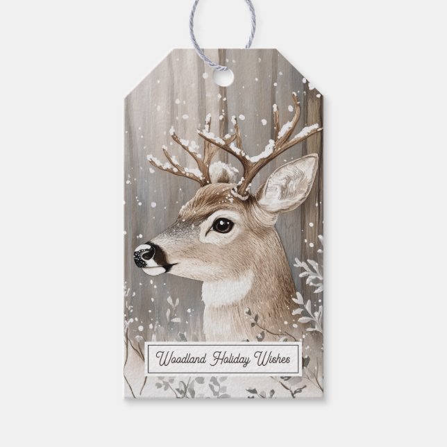 Étiquettes-cadeau Deer Winter Snow Christmas (Devant)
