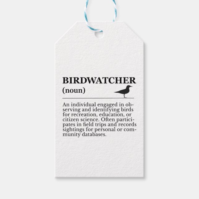 Étiquettes-cadeau Définition d'ornithologue Observation Identificati (Devant)