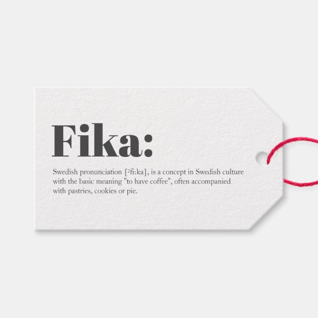 Étiquettes-cadeau Définition suédoise FIKA (Devant (Horizontal))