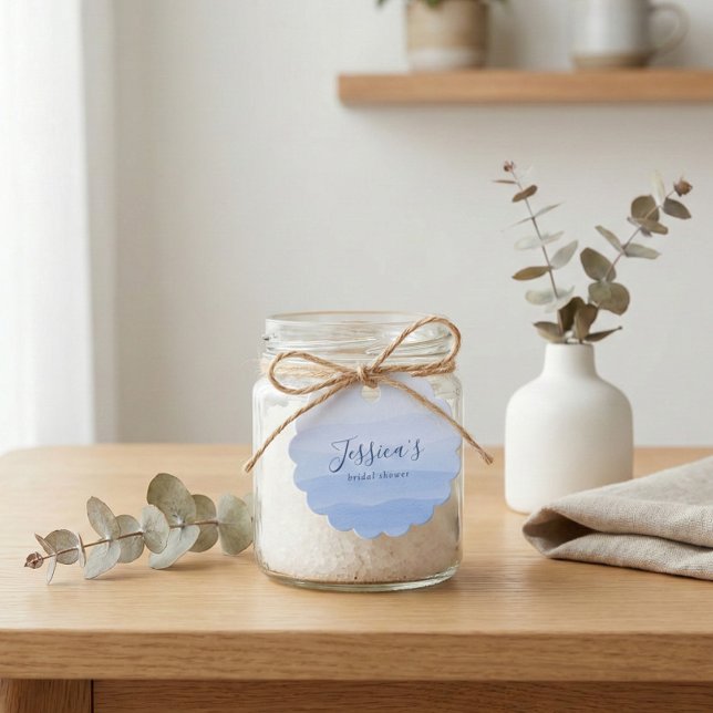 Étiquettes Cadeau Dégradé d'ombre Teinture Bleue Lavage de Mariée (Créateur téléchargé)