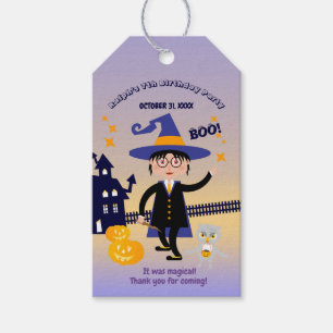 Étiquettes-cadeau Déguisement Halloween Garçon Magicien Anniversaire