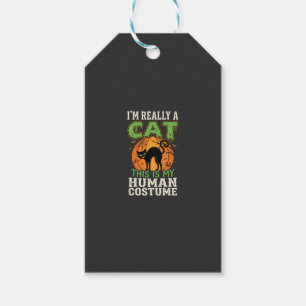 Étiquettes-cadeau Déguisement Humain Chat Halloween Création Drôle