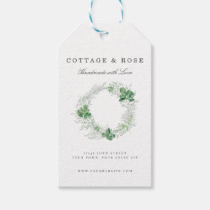 Étiquettes-cadeau Délicate verdure Shabby Cottage Wreath
