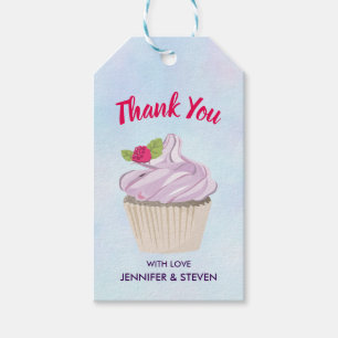 Étiquettes-cadeau Délicieuse Berry Cupcake Rose sur Top Merci