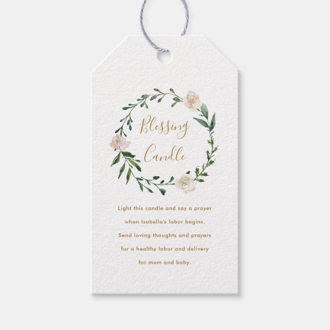 Étiquettes-cadeau Demande de prière aux chandelles chrétiennes flora (Devant)