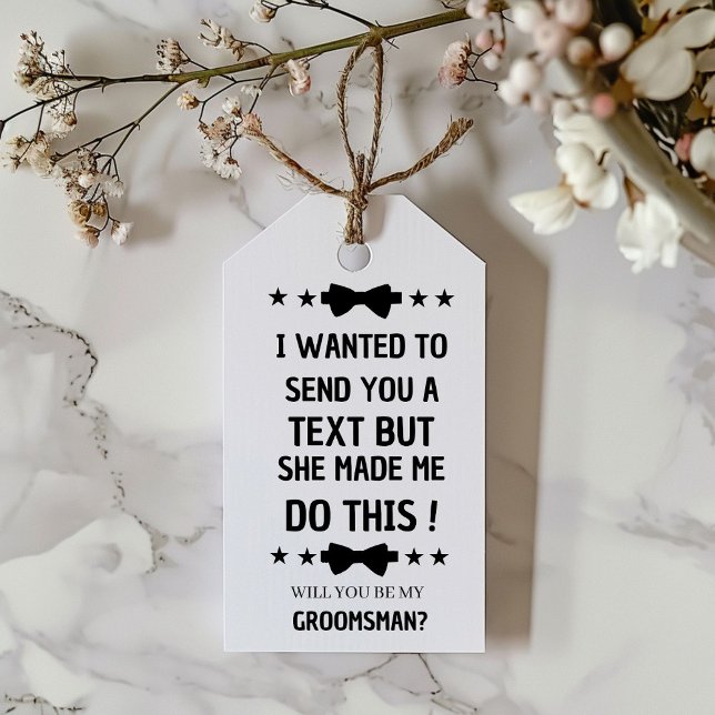 Étiquettes-cadeau Demande originale aux garçons d'honneur | Demande  (Créateur téléchargé)